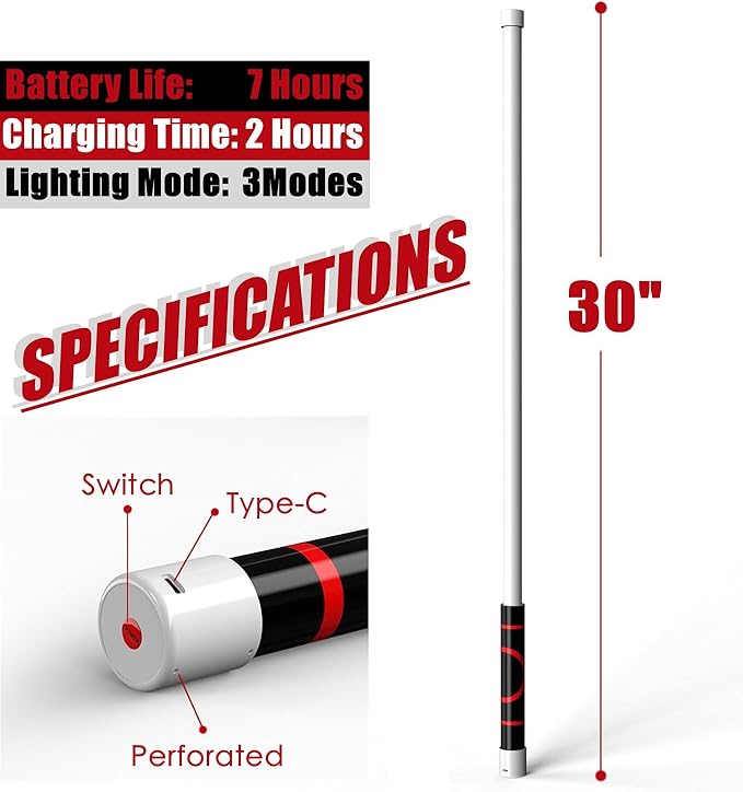 Flexible LED Flashlight Stick, 30" Bendable Mechanic Work Light Rechargeable High Lumen Professional Light 3 Lighting Modes Automotive Illumination Tool Car Repairs Inspections Tight Spaces