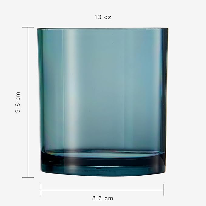 Khen Classic Plastic Reusable Tumbler Drinking Glasses (4 Set) Jewel Muted Colors 13oz Acrylic Unbreakable Water Lowball DOF Juice, Wine | BPA-Free | Top-Rack Dishwasher Safe, Tritan Shatterproof