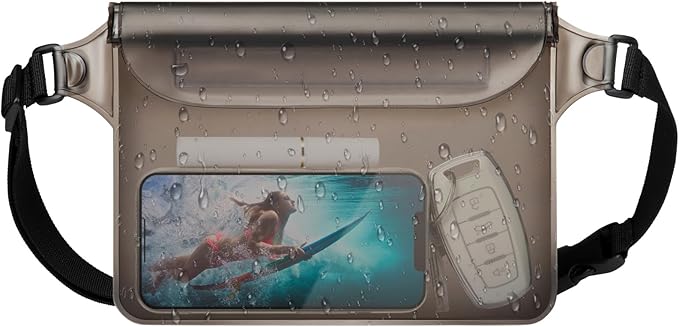 F-color Waterproof Fanny Pack - Cruise Essentials 2026 - Waterproof Pouch with Adjustable Waist Strap, Triple Zipper Roll-Top Dry Bag for Phone, Keep Passport Valuables Dry for Beach Kayaking Boating