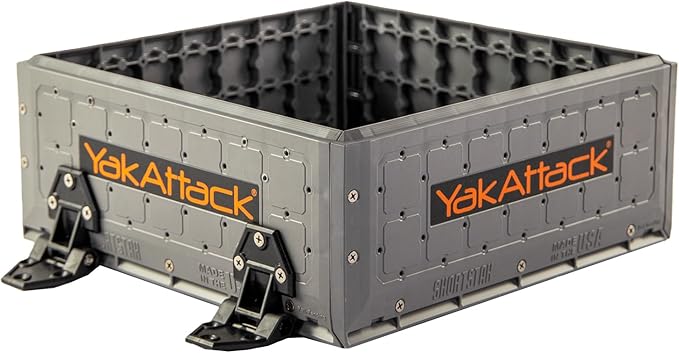 YakAttack ShortStak Upgrade Kit for BlackPak Pro | 13" x 13" – Battleship Grey | Stackable Kayak Crate Add-On with GridLoc Panels, Hinges & Latches | Not Standalone | Made in USA