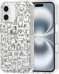 MOSNOVO Case for iPhone 16, [Buffertech 6.6ft Military-Grade Drop Protection] [Anti Peel Off Tech] Clear TPU Bumper Phone Case Cover Design - Doodle Dog