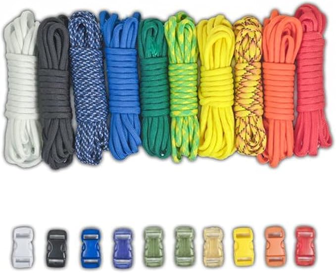 Paracord Planet 550lb Type III Paracord Combo Crafting Kits with Buckles