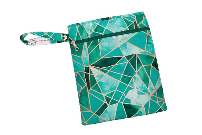 Sarah Wells Pumparoo Wet Dry Bag for Breast Pump Parts – Compact Organizer with Waterproof Pocket, Staging Mat & Fridge Hack – Machine Washable Pumping Accessory (Mosaic)