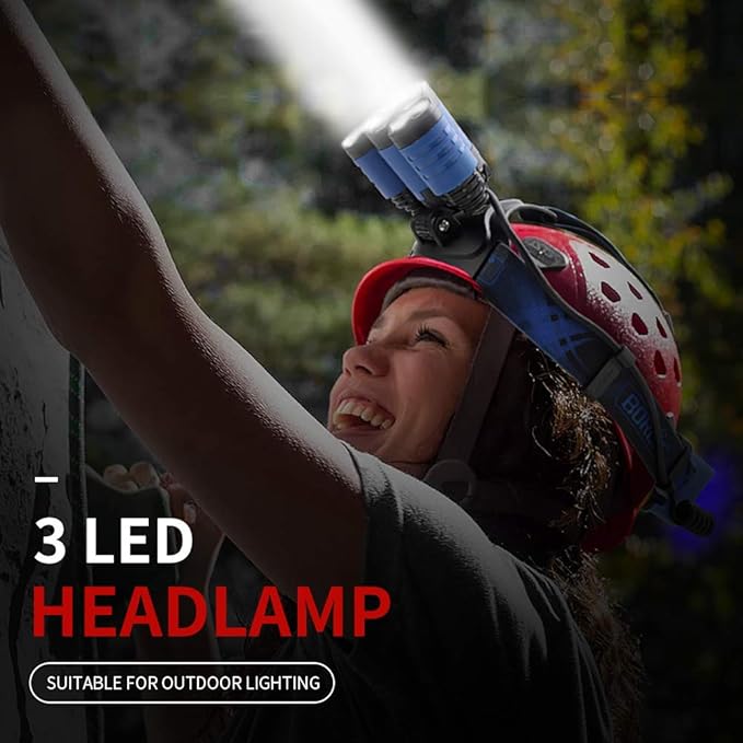 BORUIT B21 Headlamp Rechargeable, LED Super Bright Head Lights for Forehead, Battery Powered, 4 Modes Head Lamp 90° Adjustable, IPX5 Waterproof