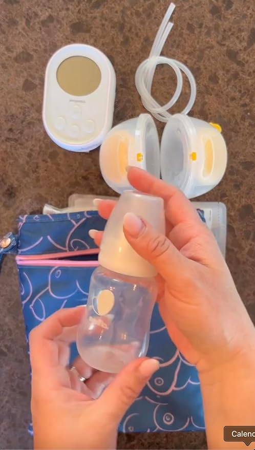 Sarah Wells Pumparoo Wet Dry Bag for Breast Pump Parts – Compact Organizer with Waterproof Pocket, Staging Mat & Fridge Hack – Machine Washable Pumping Accessory (Blue Pattern)