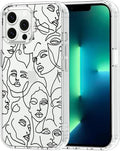 MOSNOVO Case for iPhone 13 Pro Max, [Buffertech 6.6ft Military-Grade Drop Protection] [Anti Peel Off Tech] Clear TPU Bumper Phone Case Cover Design - Abstract Face Line Art