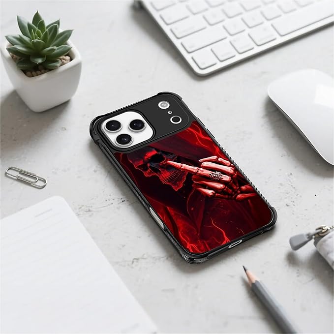 for iPhone 17 Pro Max Case,for MagSafe Graphic Design for Girl Boy Soft Silicone Hard Acrylic Shock Protection Designed for iPhone 17 Pro Max Gestures Funny Skull Pattern