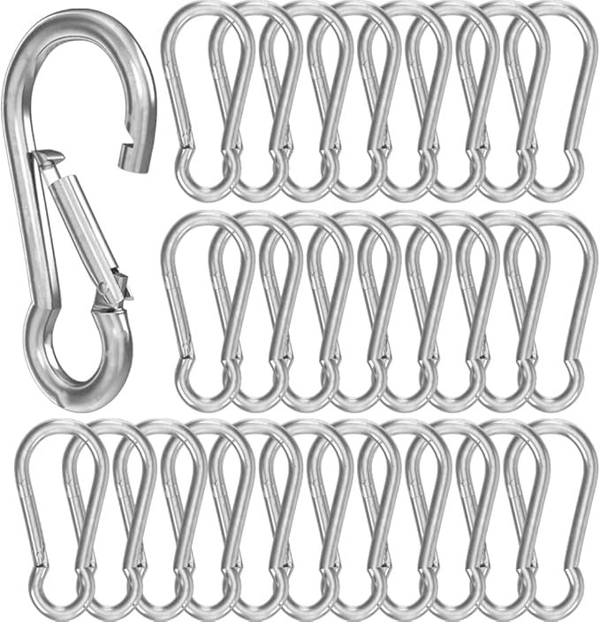 BoxerTool Heavy Duty Spring Snap Hooks 4Inch, 3/8" 20 Pack - Multipurpose Carabiner Clips for Swing, Large Steel Chain Quick Links Safety Buckle Connector for Hammock Fitness Gym Outdoor Boating