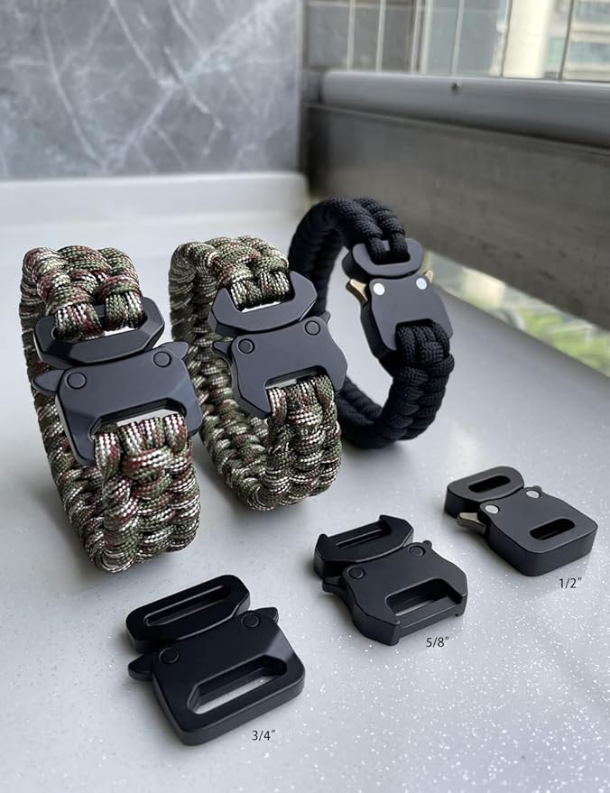 Paracord Bracelet Clips, Quick Release Belt Buckle Metal Shackle Lock, Set of 6 (3/4inch)