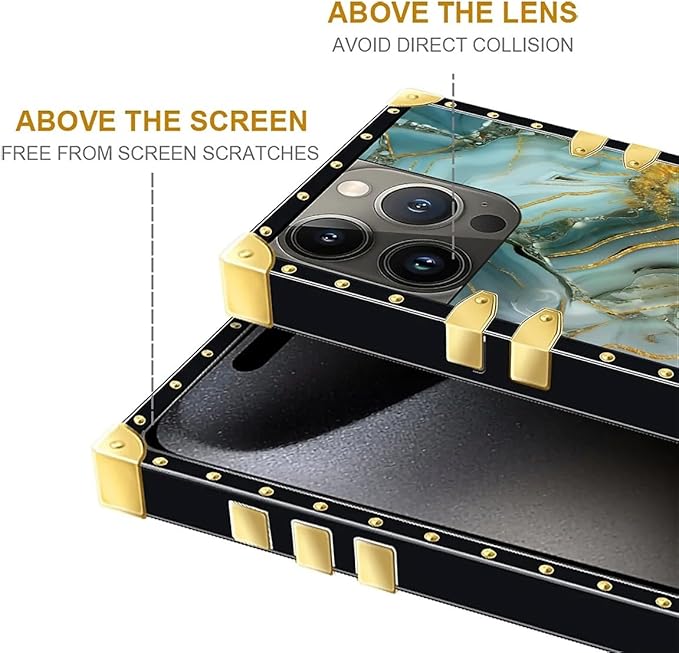 Compatible with iPhone 16 Pro Max Case, Golden Texture Marble Veining Luxury Golden Decoration for Girl Women Soft TPU Shockproof Protective Hard PC Back for iPhone 16 Pro Max
