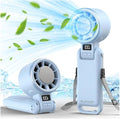 PlayHot Upgraded Portable Handheld Fan with 60°F Ice Cooling, Up tp 12Hrs Personal Fans Portable Rechargeable, 5 Speed 25550RPM Powerful Portables Fan Handheld, Hand/Neck/Desk Fan 3 IN 1(Blue)
