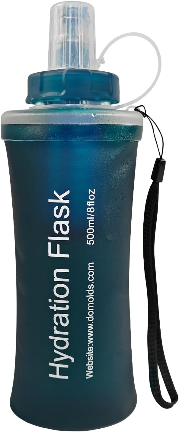500ML Collapsible Water Bottle with Filter for Hiking, Camping & Travel - TPU Soft Flask, 0.1 Micrometer Hollow Fiber Membrane for Clearer, Better Tasting Outdoor Water(Hunter Green)