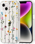 MOSNOVO for iPhone 13/14 Case | Military Grade 6.6ft Drop Tested | Clear with Wildflowers Design