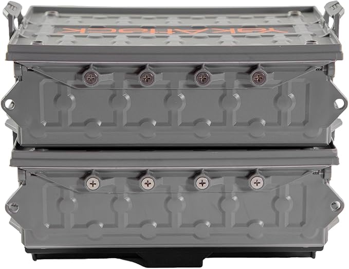 YakAttack TracPak Combo Kit – Battleship Grey | 2 Stackable Storage Boxes + Quick Release Track Base | Fits MightyMount, GearTrac & Kayak Tracks | Space-Saving Fishing Storage | Compact Kayaking Box
