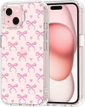 MOSNOVO Case for iPhone 15 Plus, [Buffertech 6.6ft Military-Grade Drop Protection] [Anti Peel Off Tech] Clear TPU Bumper Phone Case Cover Design - Bowtiful Love