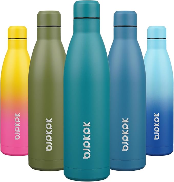 BJPKPK 25oz Insulated Water Bottle Double Wall Vacuum Insulated Stainless Steel Water Bottles for Spots Keep Cold and Hot,Lake Blue