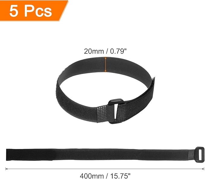 MECCANIXITY 5Pcs Reusable Battery Tie Down Straps,0.8x16" Black Nylon Multipurpose Battery Hold Down Adjustable Cinch Strap Hook Loop Fastening Tie for Quadcopters FPV RC Drone Boat Car