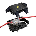 Small Outdoor Electrical Box,Waterproof Extension Cord Cover(Inner 7.3 * 5.1 * 1.6 inch) Weatherproof Connection Box w/4 Cable Entry Protect for Plug,Connector,Festive Light (1 PCS, Black)