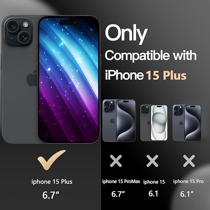 for iPhone 15 Plus Case [Shockproof] [Dropproof] [with Screen Protector ] Heavy Duty Protection Phone Case Cover - Black