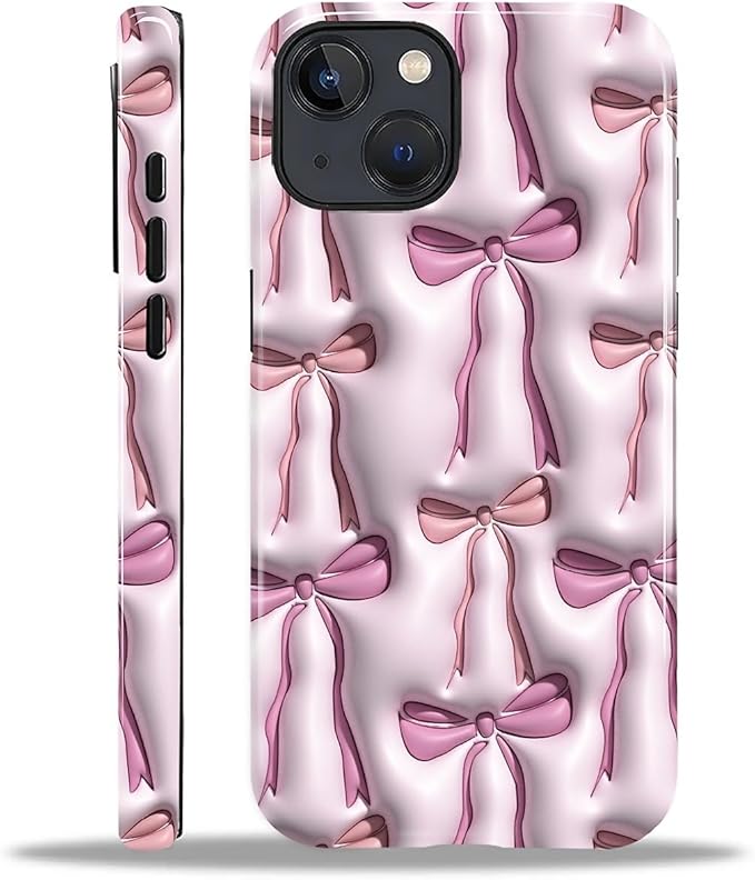 for iPhone 14 Plus Case,HL2 Abstract Ribbons Bows Hybrid 2 Layer Hard Shell Silicone Protective Pattern Design Case