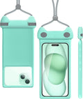wellhouse Waterproof Phone Pouch, Waterproof Phone Case for iPhone 17 16 15 14 Pro Max XS Samsung, IPX8 3D Cellphone Dry Bag Beach Essentials -Kitten Crystal Mint