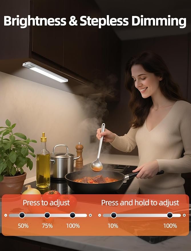 Under Cabinet Motion Sensor Lighting: Dimmable Rechargeable Lights Indoor - Battery Operated Lights - Undercabinet Wireless Closet Light Magnetic Led Light for Kitchen Home Bathroom Counter 5 Pack