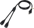 2 Way Power Cord Splitter Cable 10 Ft-3 Prong 1 to 2 Extension Cord-Outlet Saver-Elecan Male to Female Y Splitter Power Extension Cable Strip–UL Certified SJTW 16 Gauge 13 A/125 V–Black