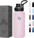 Sports Water Bottle 32oz, Insulated Water Bottle with Handle,Stainless Steel,Simple Modern,Suitable for Travel, School, Boy, Girl(Blush)