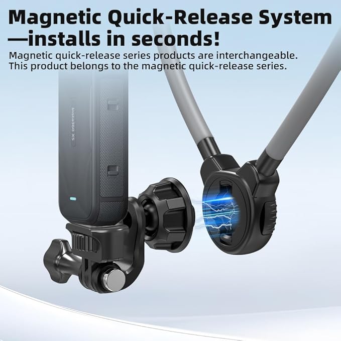 Magnetic Neck Mount for Action Camera, Quick Release Chest Holder Mount for Hands-Free POV/Vlog with Adjustable Chest Strap for Insta360 X5/X4/X3, Gopro 13/12/11, DJI Action 6/5pro/4, Nano and More