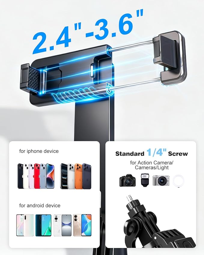 71" Phone Tripod Selfie Stick for iPhone/Android/Camera, Cell Phone Tripod Stand with Wireless Remote Control, Extendable Phone Mount 360° Rotation