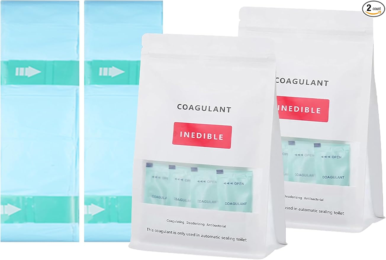 Refill Bags and Coagulant Dry Flush Toilet - 60 Uses