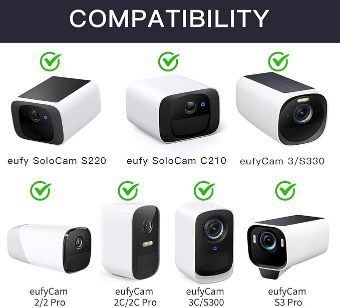 2Pack Gutter Mount Compatible with eufy Security SoloCam S220/C210, eufyCam 2C/2C Pro/S3 Pro, 3/S330, 2/2 Pro, 3C/S300, 360°Adjustable Weatherproof Mounting Bracket for Eufy Security Camera - White