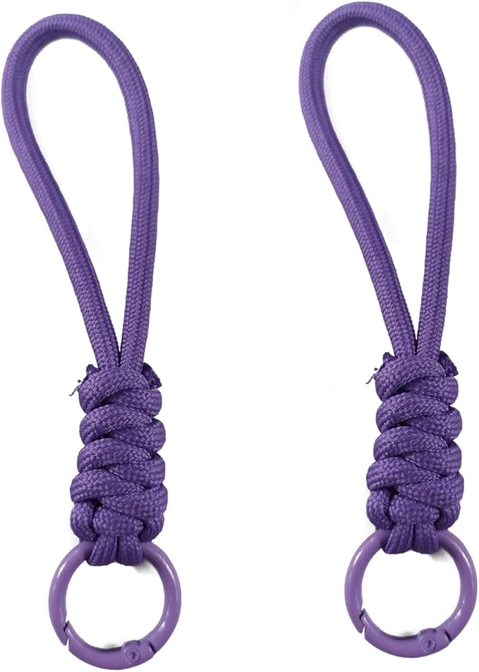 Colorful Braided Paracord Keychain, 12cm Length, Multi-Color Pack with Ring, Decorative Woven Rope Strap