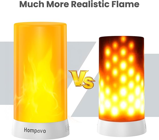 Hompavo 【Upgraded】 LED Flame Lights with Remote & Timer, 4-Mode Rechargeable Battery Operated Flameless Candles, Pillar Flickering Lantern for Living Room Bathroom Patio Wedding Christmas Home Decor