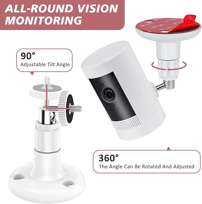 2 Pack Wall Mount Kit, VHB Adhesive or Screw, No Drill, Compatible with Arlo, Eufy Cam, Plug-in Ring & HD Security Camera, Stick & Up Cam Battery, Wyze Cam, Universal Indoor Outdoor Bracket