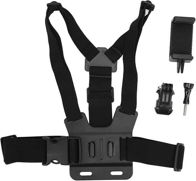 Mobile Phone Chest Mount Harness Strap Holder Outdoor Live Mobile Phone Chest Strap Harness Mount Cell Phone Clip, Elastic and Adjustable, Chest Strap Mount for Smartphones and Action Camera
