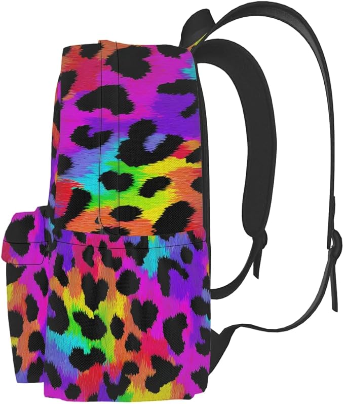 cfpolar 17 Inch Backpack Rainbow Leopard Animal Laptop Bag Shoulder Bag School Bookbag Casual Daypack For Boys Girls,A-14