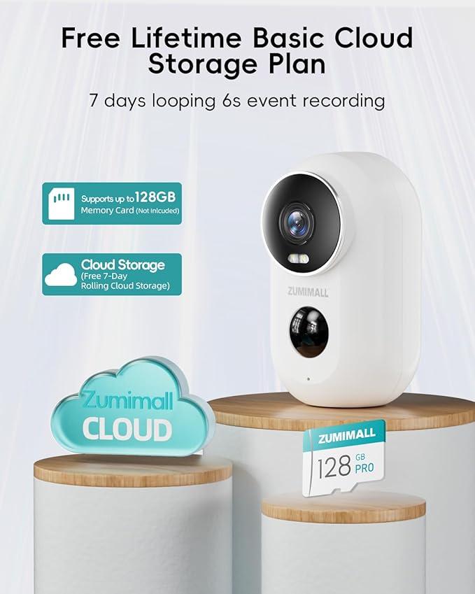 ZUMIMALL Security Cameras Wireless Outdoor, 4 Packs, 2K Cameras for Home Security, Outdoor/Indoor Camera Battery Powered, 2.4G WiFi, Magnetic Mount,3MP Color Night Vision/Siren/PIR/AI/Cloud/Alexa