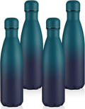 Volhoply 17oz Insulated Water Bottles MultiPack, BPA Free Water Bottle for Kids, Gym, Travel, Sports, Available in Packs of 1, 4, or 8（Dark Night,4 Pack）