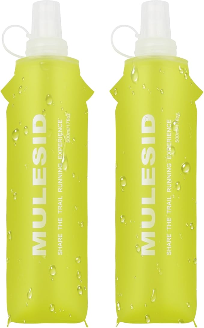Soft Flask Running Bottles Collapsible Water Bottle Foldable for Traveling Running Vest Collapse Hydration TPU 500ml for Runner (500ml-Pack of 2)