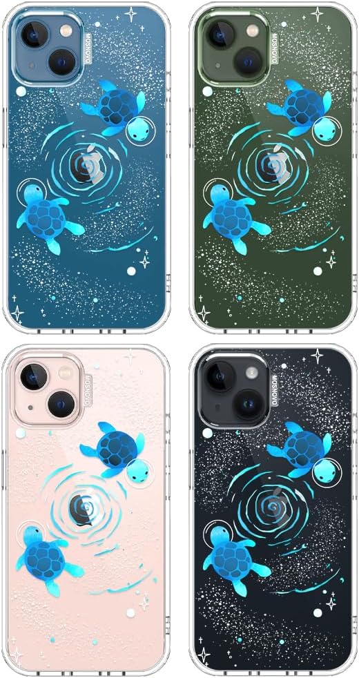 MOSNOVO for iPhone 13/14 Case | Military Grade 6.6ft Drop Tested | Clear with Space Turtle Design