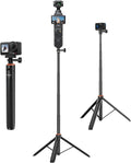 53.5" Action Camera Selfie Stick Tripod for DJI Osmo Pocket 3, GoPro Hero 13/12/11/10/Max2, DJI Action 5 Pro/4, 2-in-1 Extendable Travel Vlog Handle Stand/Accessory for Vlog Video Recording
