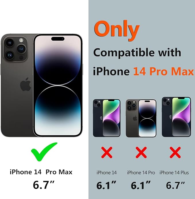 for iPhone 14 Pro Max Waterproof Case - Shockproof, Dustproof, Built-in Screen Protector, Magnetic Ring Black