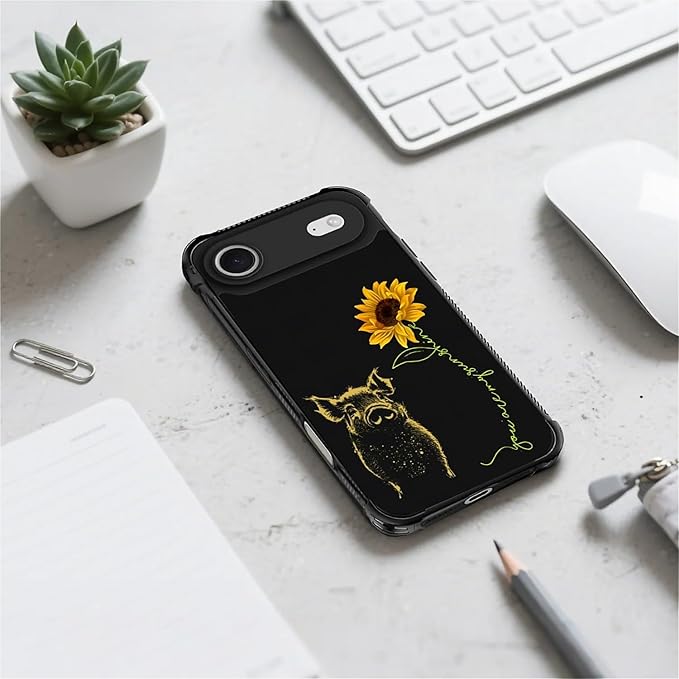 for iPhone 17 Air Case,for MagSafe Graphic Design for Girl Boy Soft Silicone Hard Acrylic Shock Protection Designed for iPhone 17 Air Pig Sunflower Yellow Sunshine Pattern