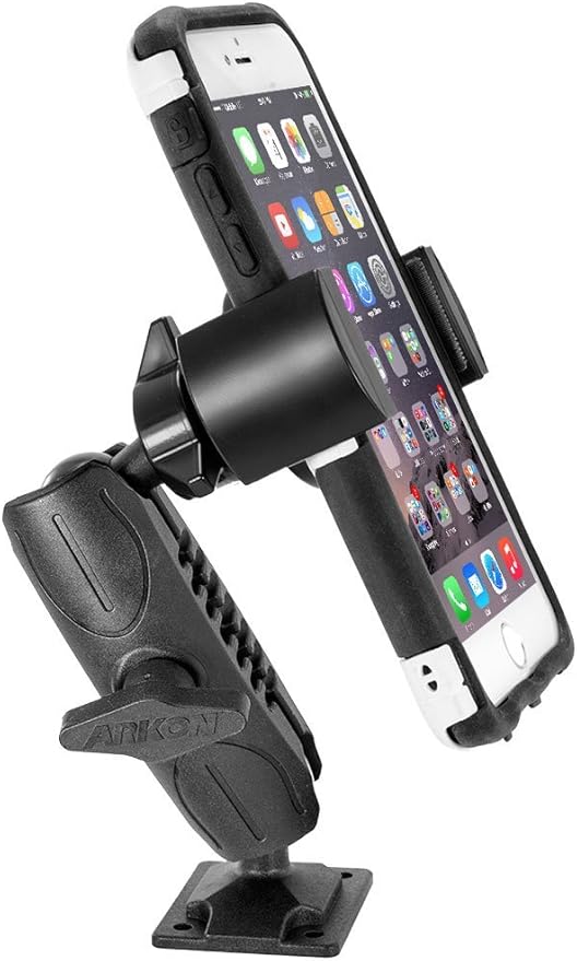ARKON Mounts RoadVise Phone Holder with Drill Base and Adjustable Arm | Universal Phone Mount | Adjustable Arm | Strong Drill Base | Compatible with iPhone, Galaxy, Note, Pixel, and more