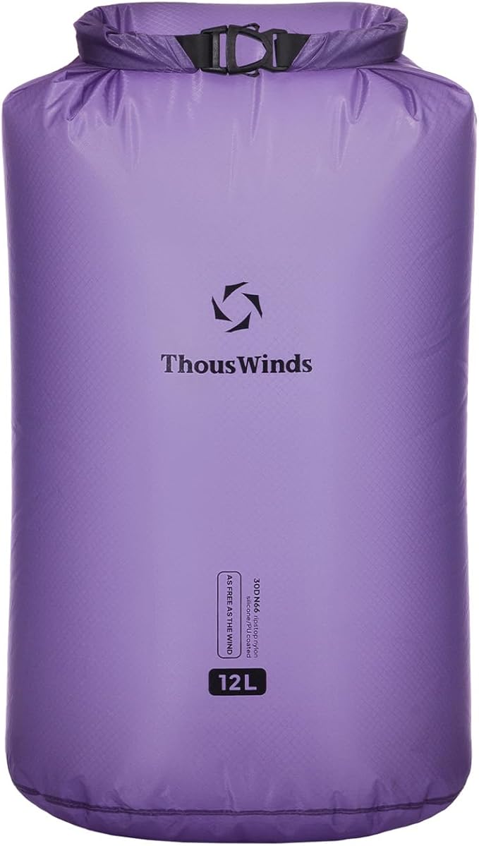 Thous Winds Waterproof Dry Bag, 12 Liter Roll Top Lightweight Storage Sack for Travel, Hiking, Camping, Boating, Kayaking
