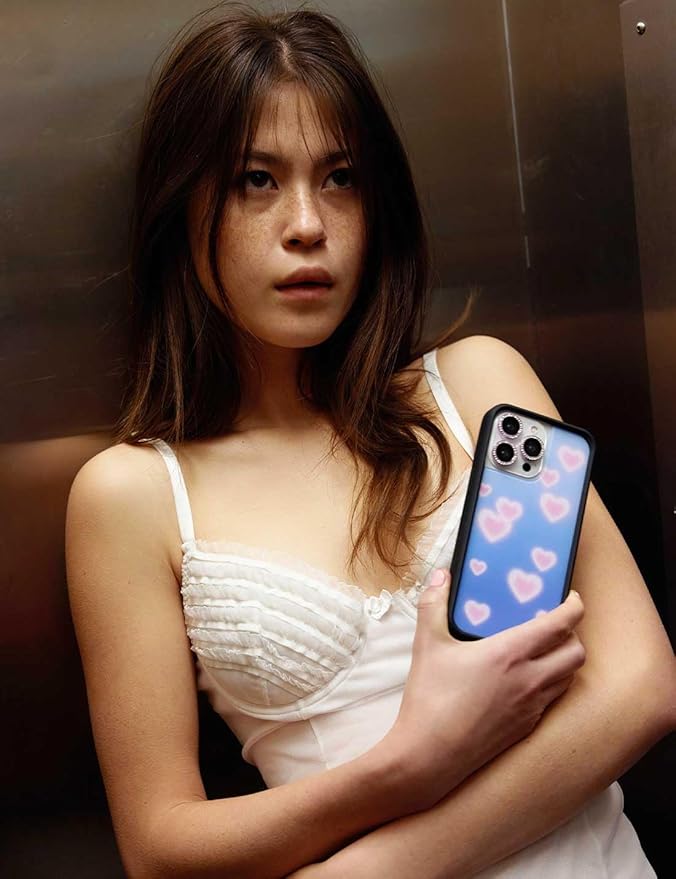Wildflower Cases - Compatible with iPhone 13 Pro| Protective Black Bumper, 6.5ft Drop Test Certified, Women Owned Small Business | Blue Pink Aesthetic Dainty Cute Trendy | Dreamy Hearts