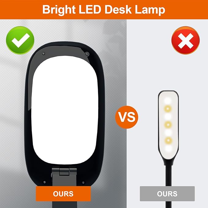 Akejrym LED Desk Lamp for Office Home & Battery Operated Lamp Rechargeable Lamp Foldable & Portable Light, [2-Fold Bracket] 3 Brightness Dimmable Small Desk Lamp Wireless Reading Lamp (Black)