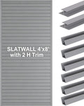 FRAYSCENT Slat Wall Paneling Garage Slat Wall Storage Systems Slatwall Panels Power Tool Organizer Wall Mount, PVC Garage Storage & Organization Products Slate Board (Grey, 8ftx4ft with 2H Trim)