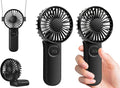 [2-packs Portable Handheld Fan] Personal Hand Held Fan for Travel, Foldable Eyelash Neck Fan with Digital Display, Lanyard, 5 Speeds, 180° Adjustable, 3-12h Working Time, Rechargeable Battery Operated